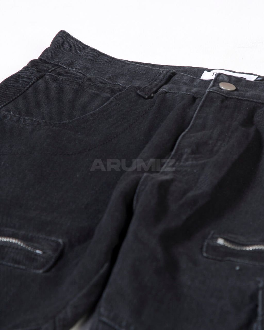 Vintage Washed Zipper Cargo Bootcut Pants