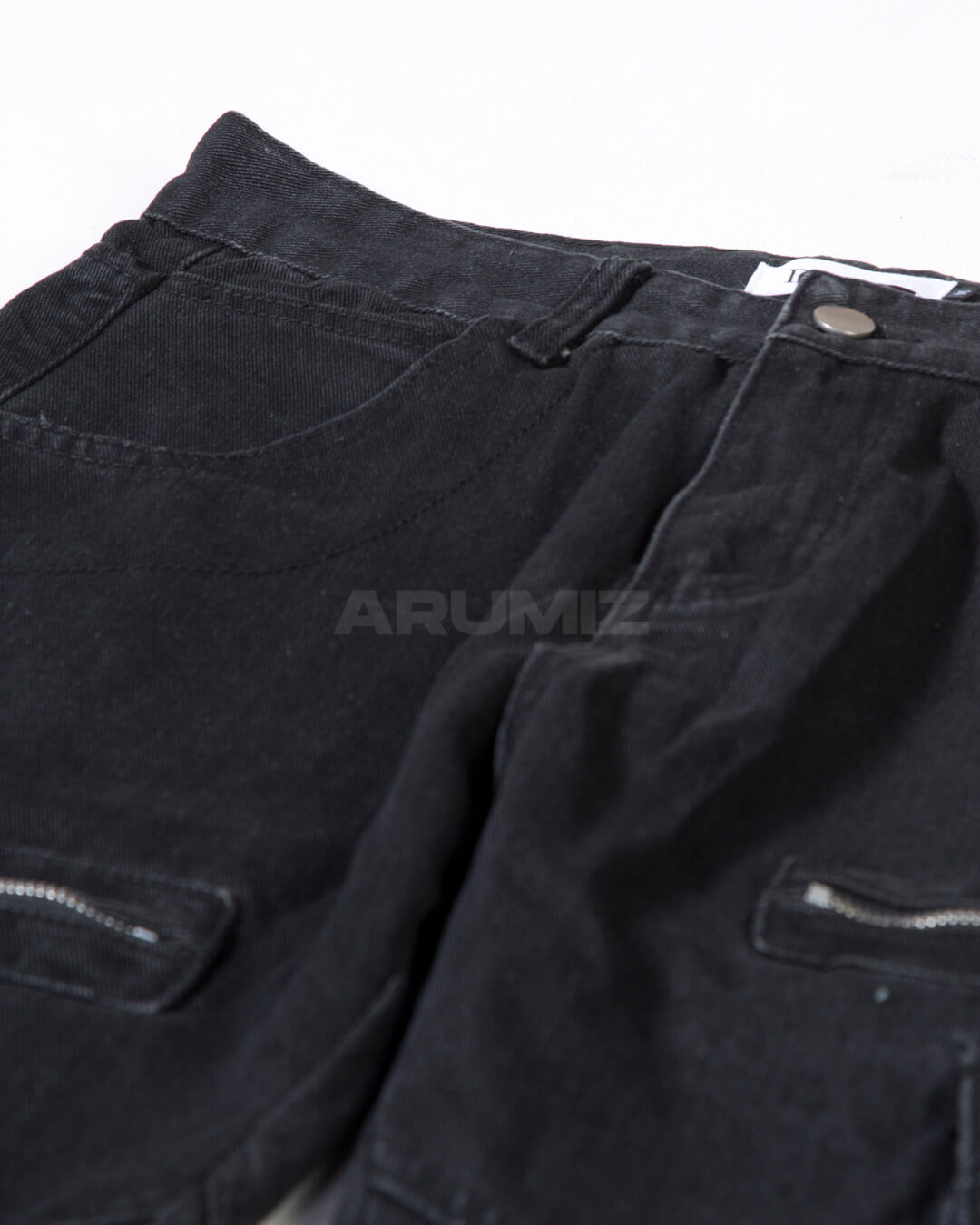Vintage Washed Zipper Cargo Bootcut Pants