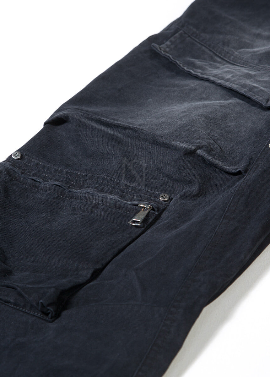 Vintage Washed Wide Cotton Zip Cargo Pants