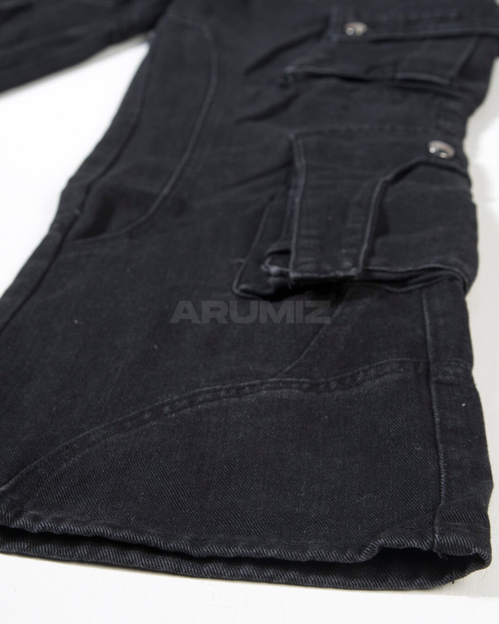 Vintage Washed Zipper Cargo Bootcut Pants