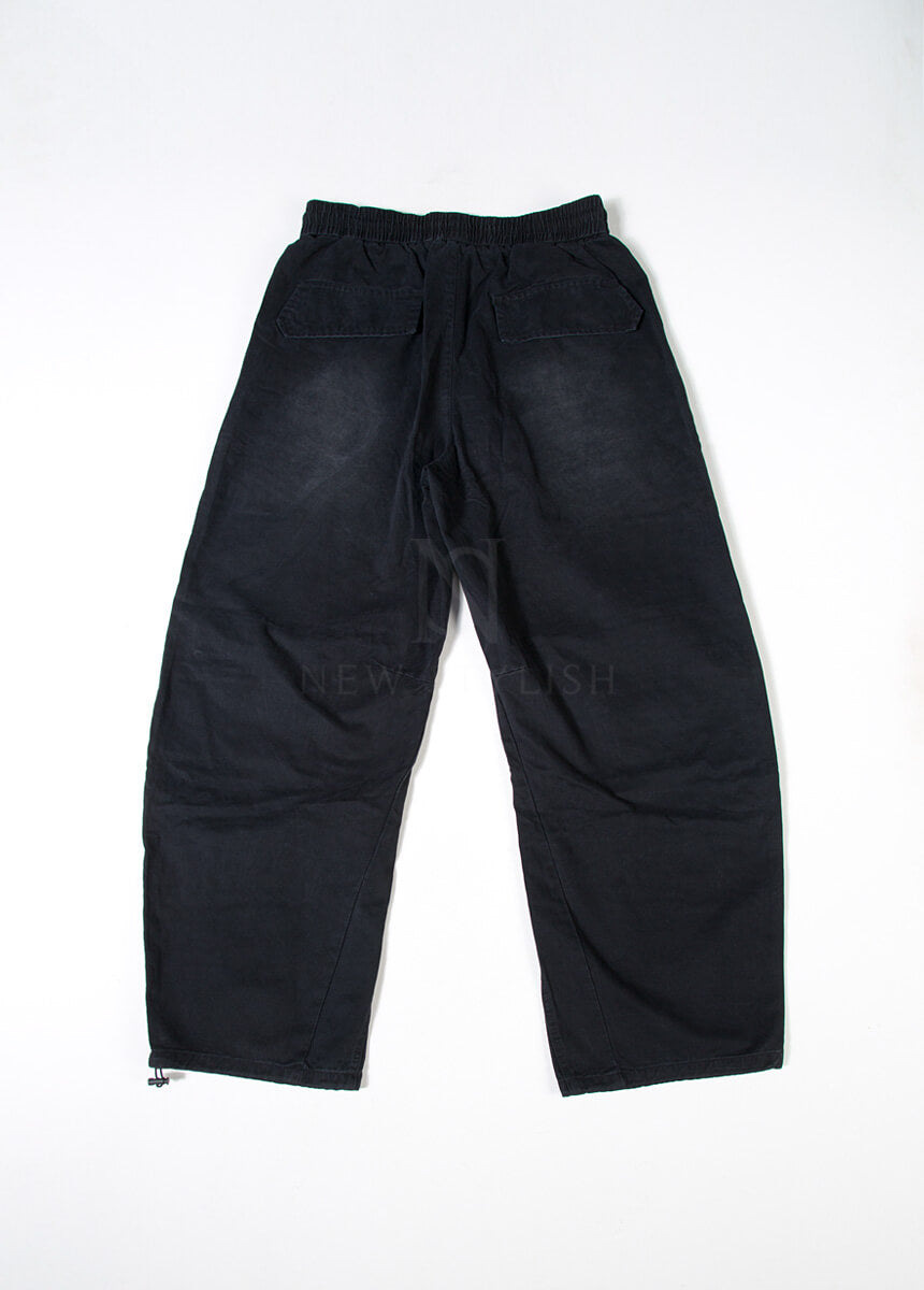 Vintage Washed Wide Cotton Zip Cargo Pants