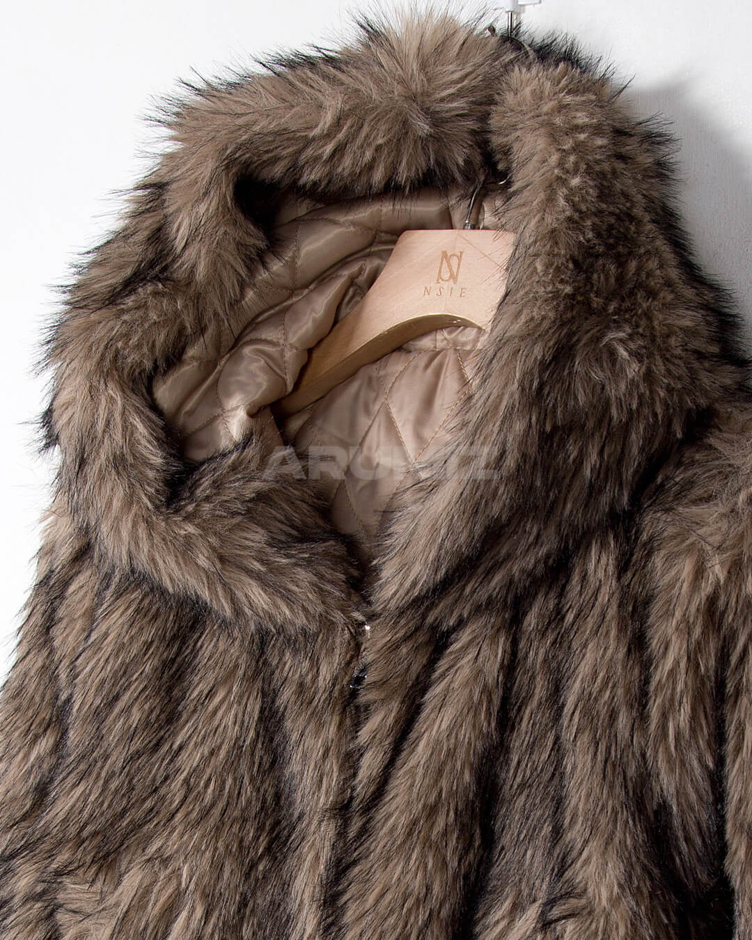 Wolf Faux Fur Hooded Cropped Jacket