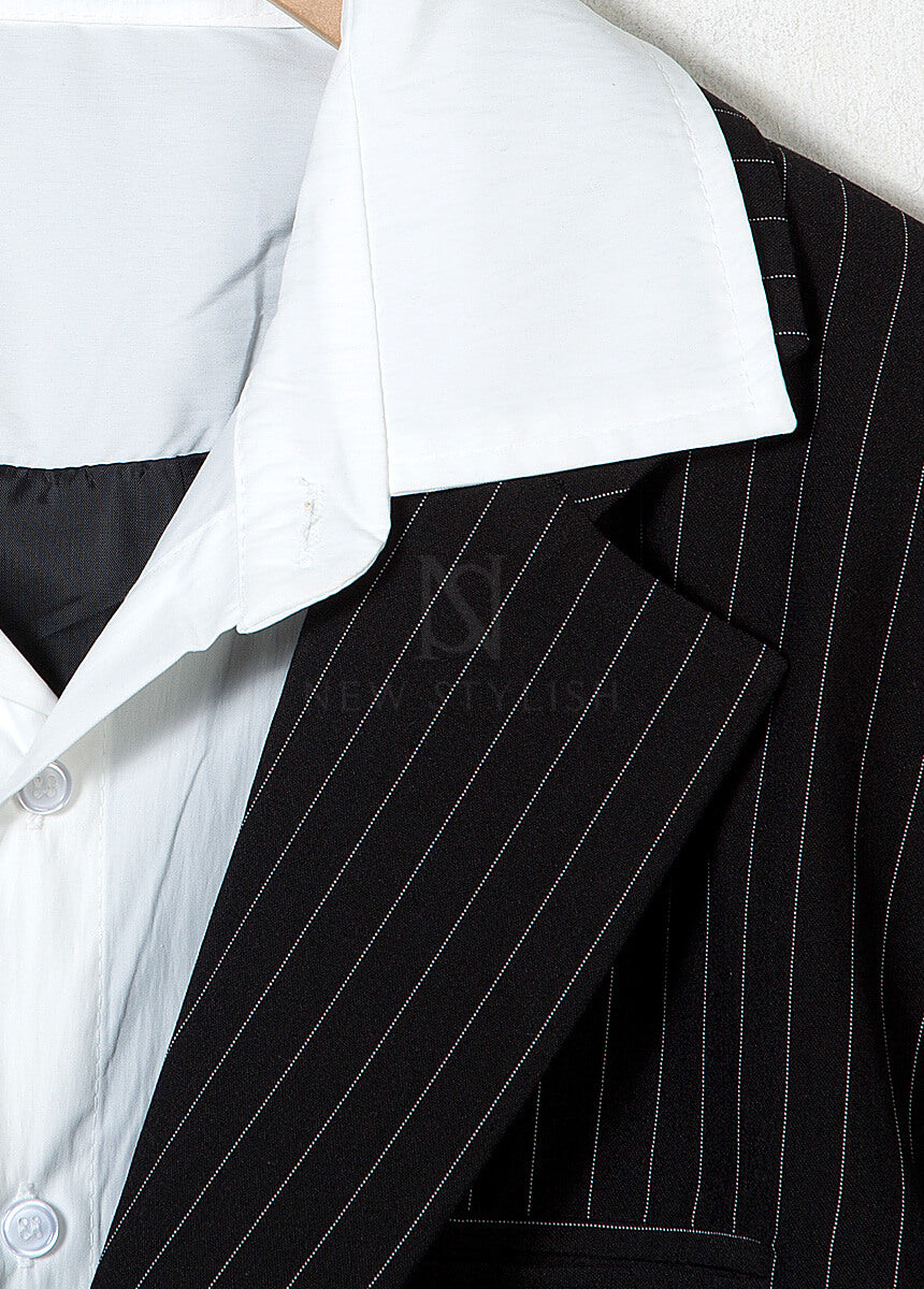 Layered Shirt Detail Oversized Blazer Jacket