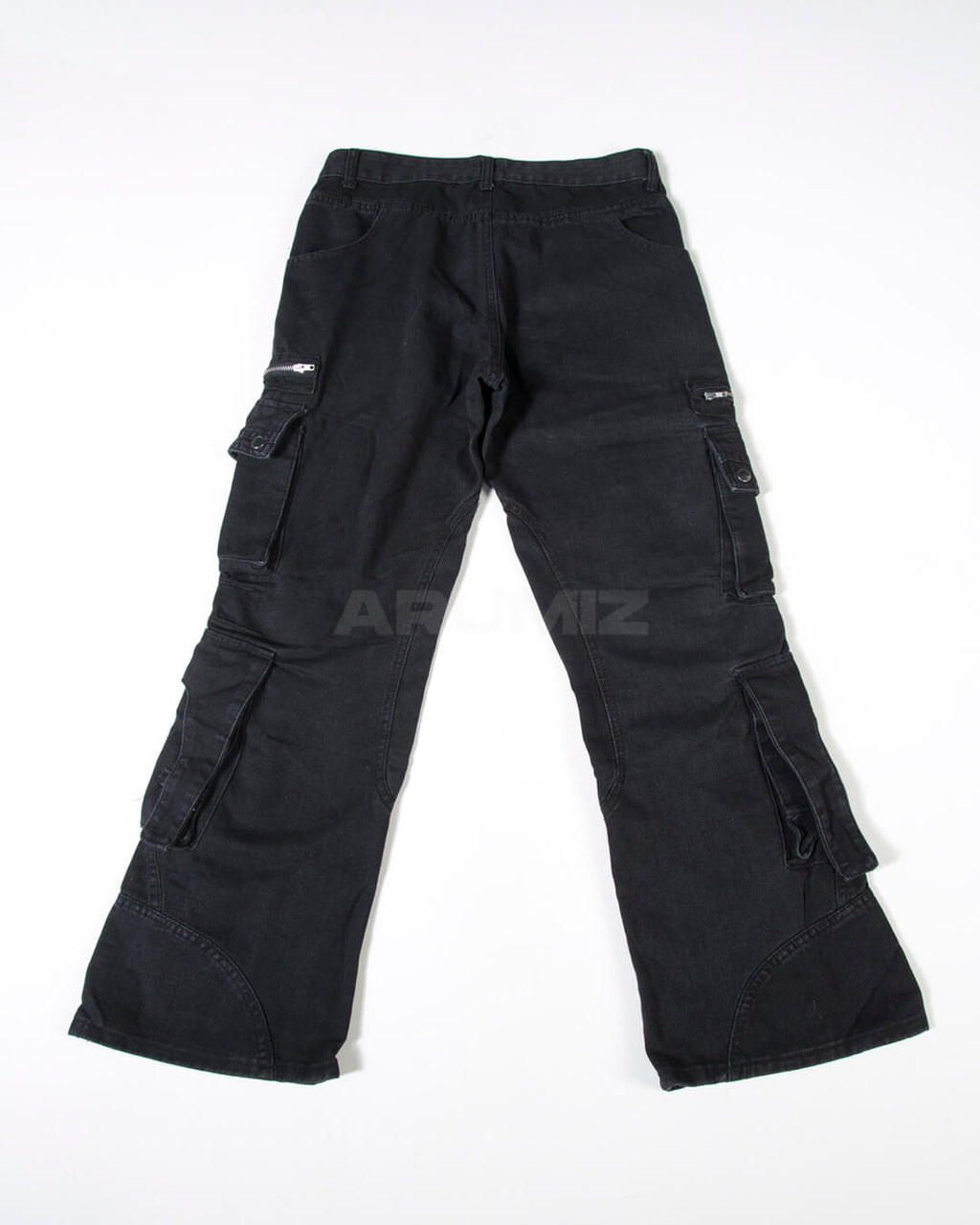 Vintage Washed Zipper Cargo Bootcut Pants