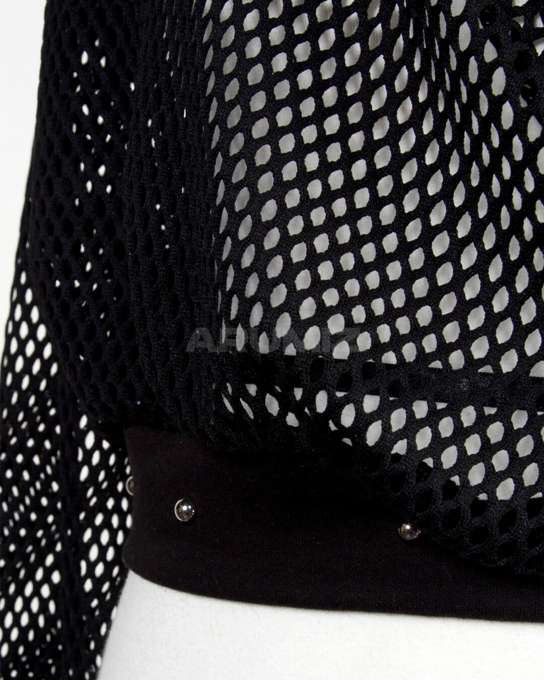 Eyelet Strap Mesh Sheer Off-Shoulder Cropped Top