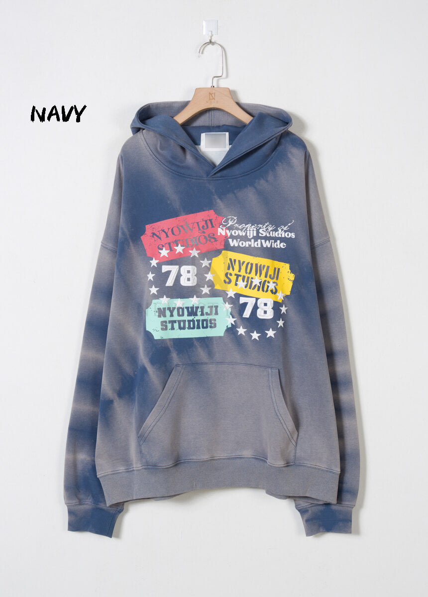 Ticket Graphic Pigment-Washed Oversized Hoodie