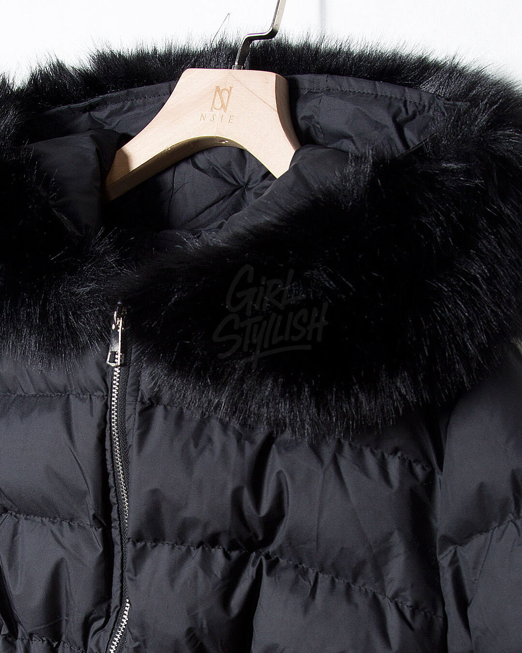 Raccoon Fur Hood Volume Crop Padded Jacket