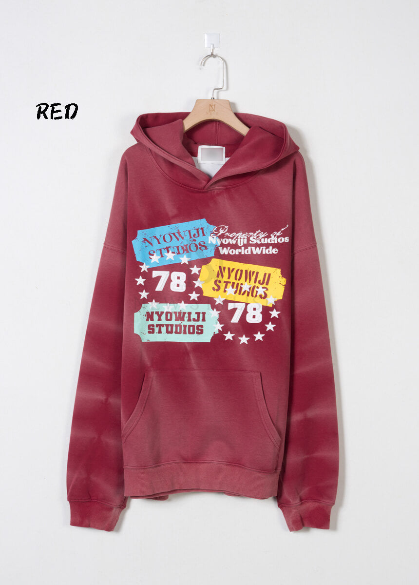 Ticket Graphic Pigment-Washed Oversized Hoodie
