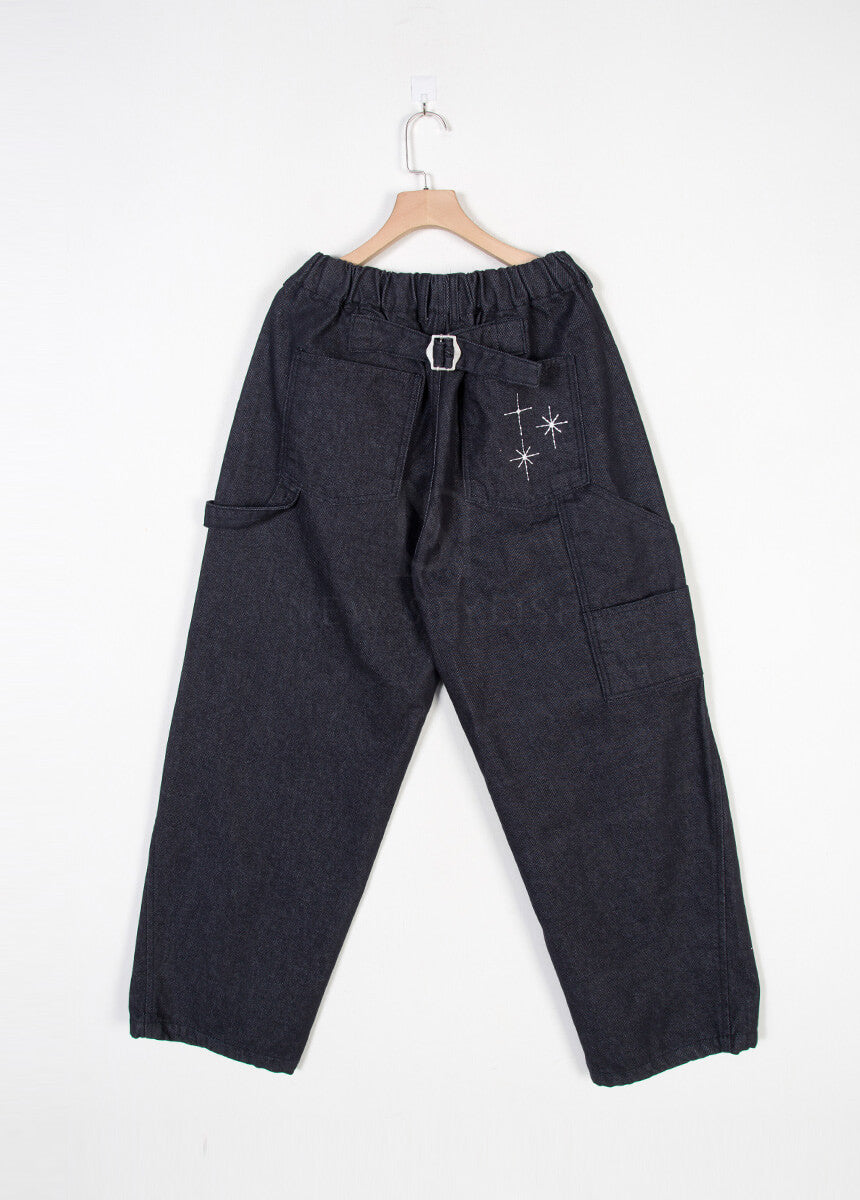Star Embroidered Carpenter Wide-Leg Cotton Pants