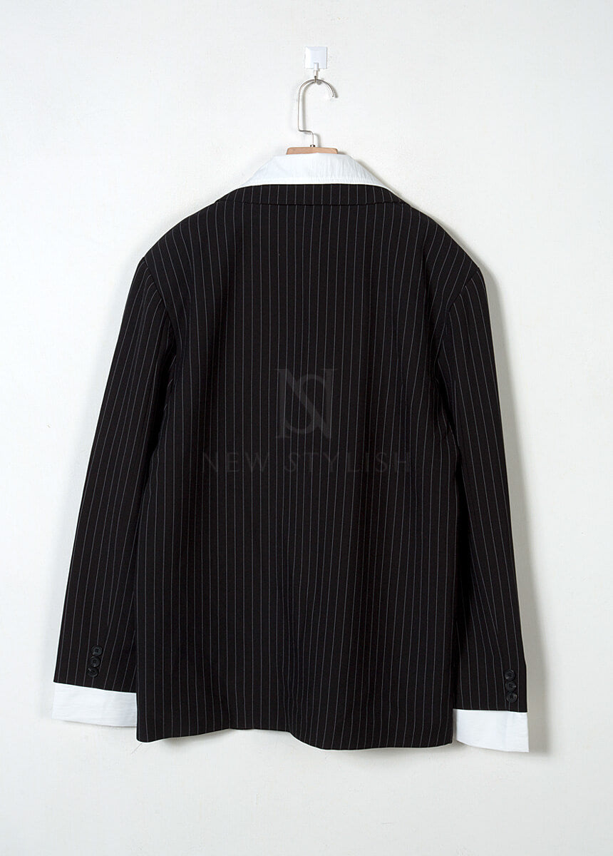 Layered Shirt Detail Oversized Blazer Jacket