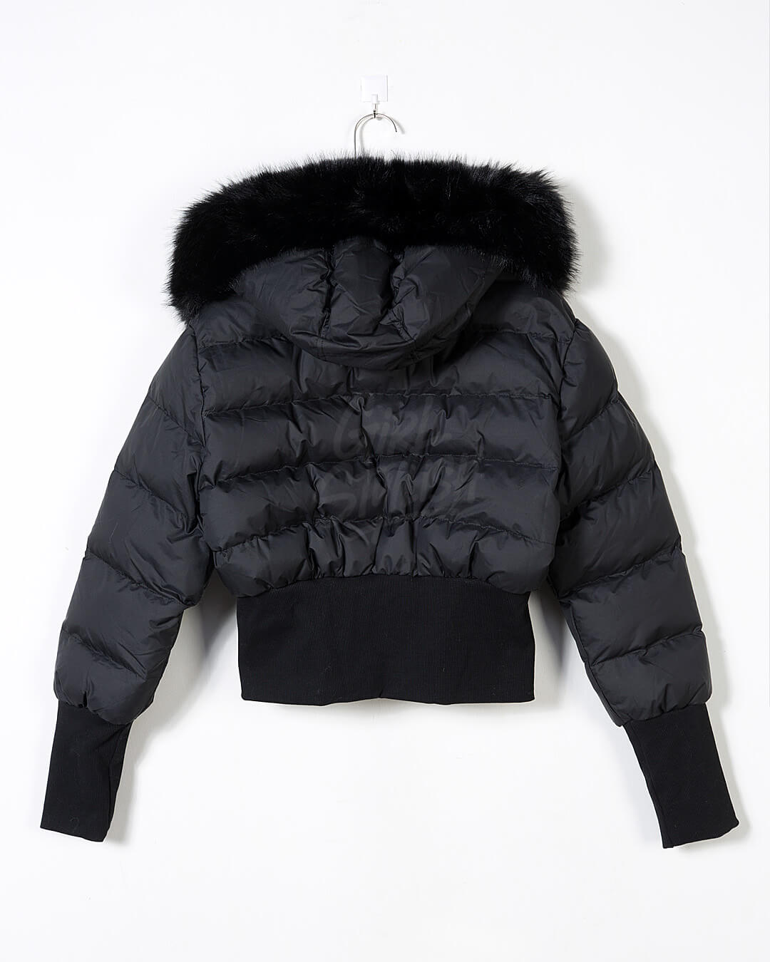 Raccoon Fur Hood Volume Crop Padded Jacket
