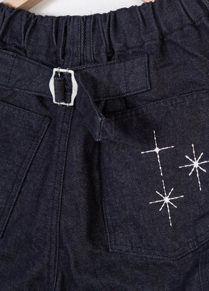 Star Embroidered Carpenter Wide-Leg Cotton Pants