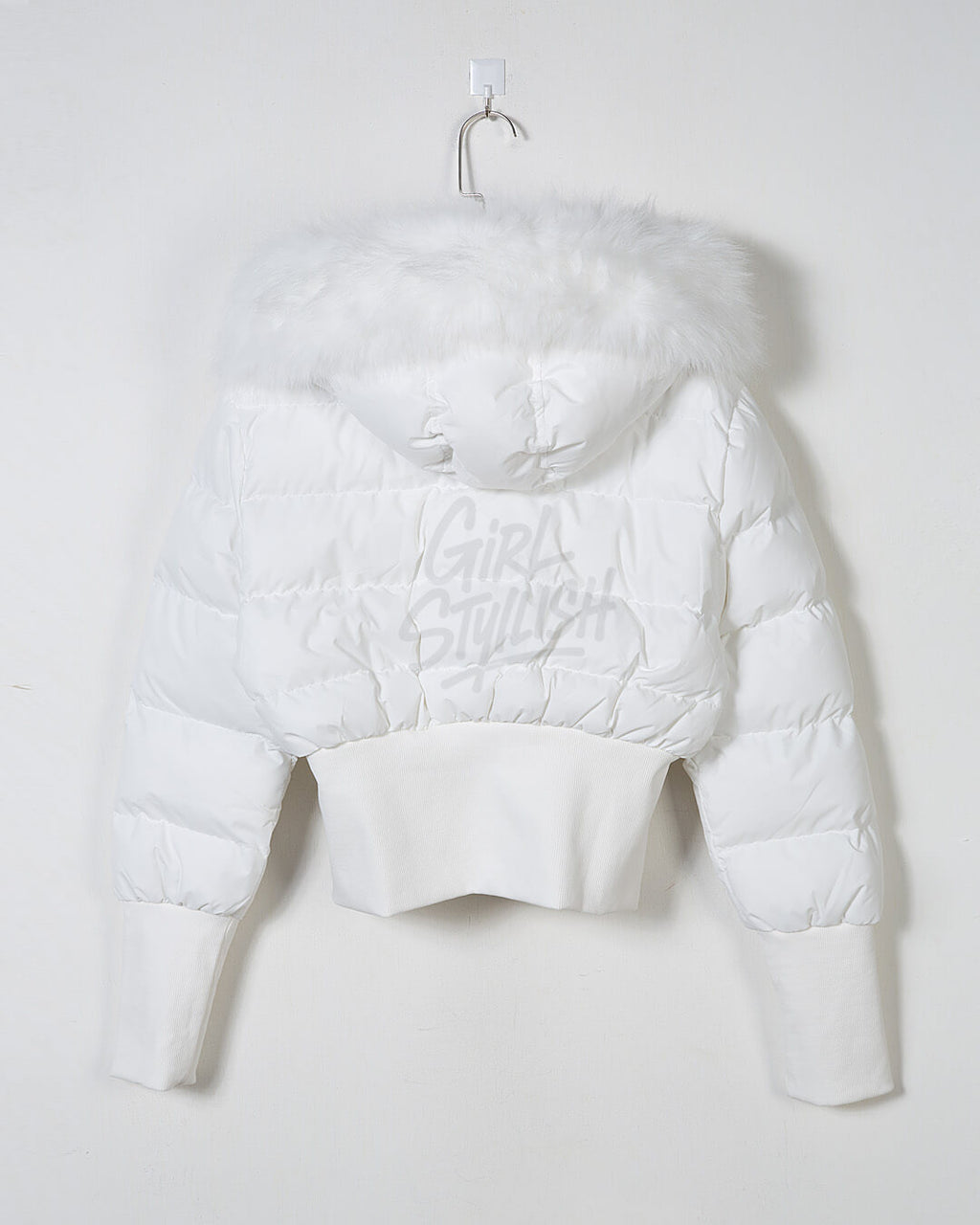 Raccoon Fur Hood Volume Crop Padded Jacket