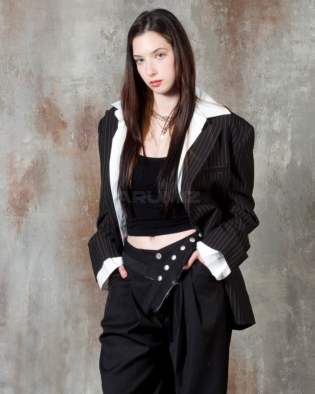 Layered Shirt Detail Oversized Blazer Jacket