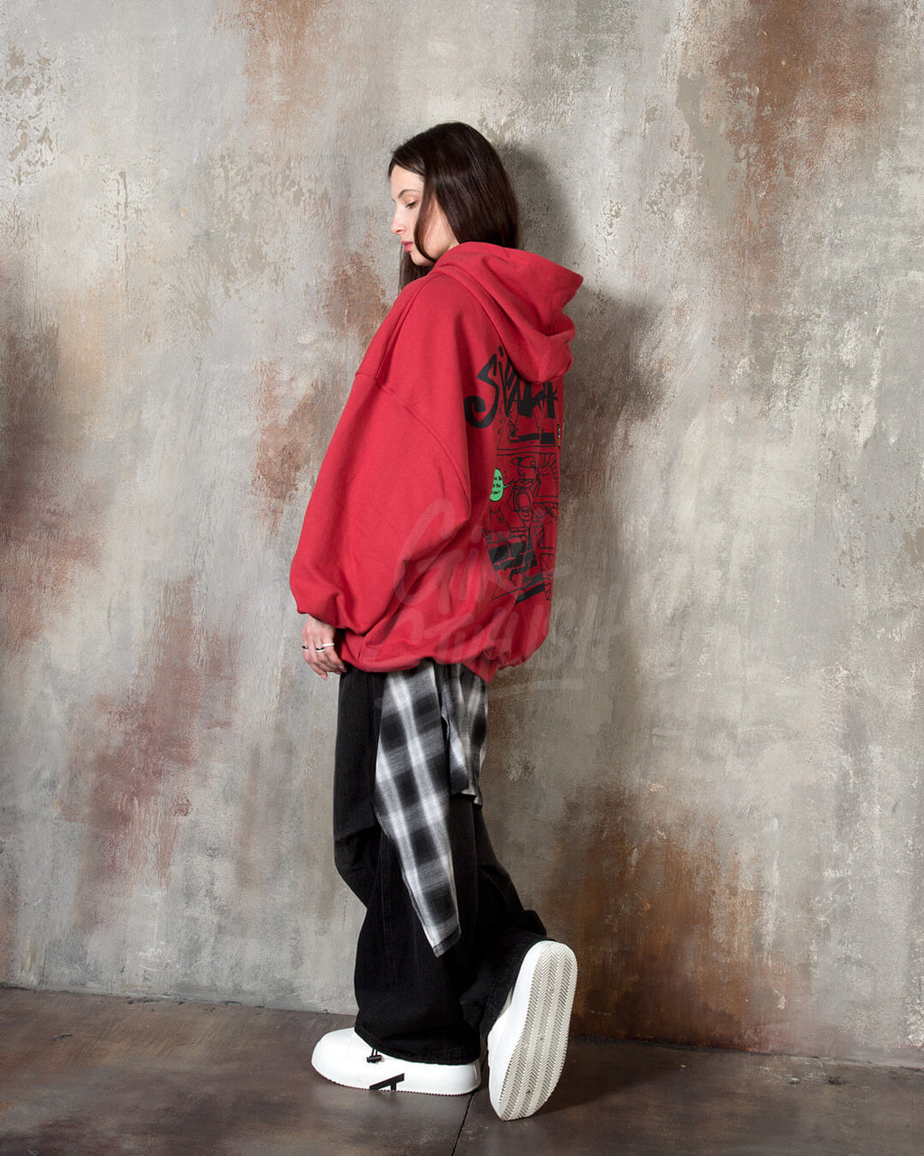 Vintage Cartoon Graphic Oversized Back-Print Hoodie