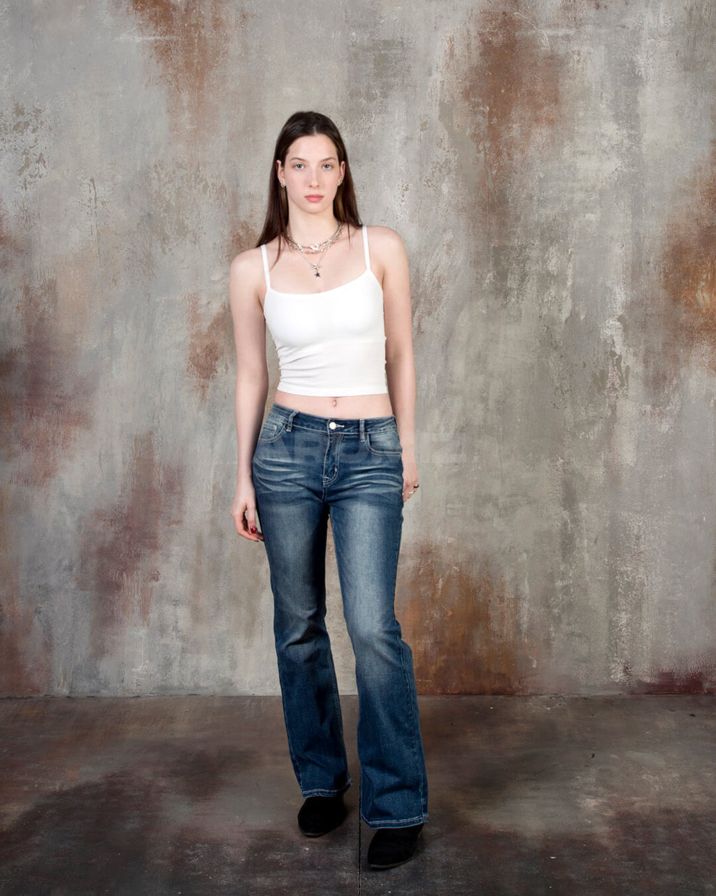 Vintage Cat Whisker Washed Flared Bootcut Jeans
