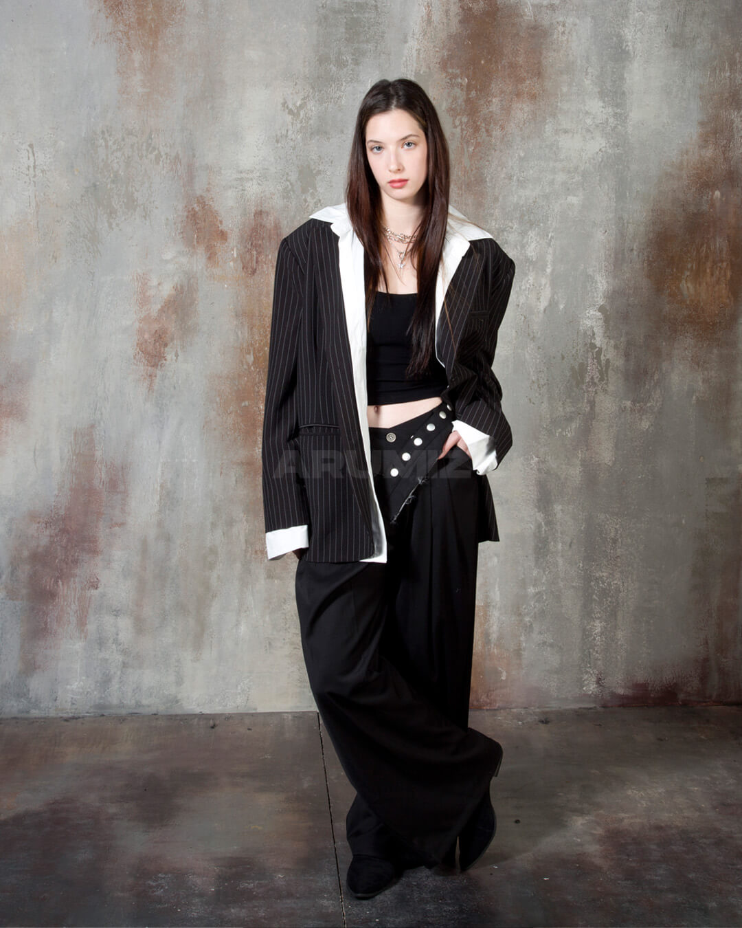 Layered Shirt Detail Oversized Blazer Jacket