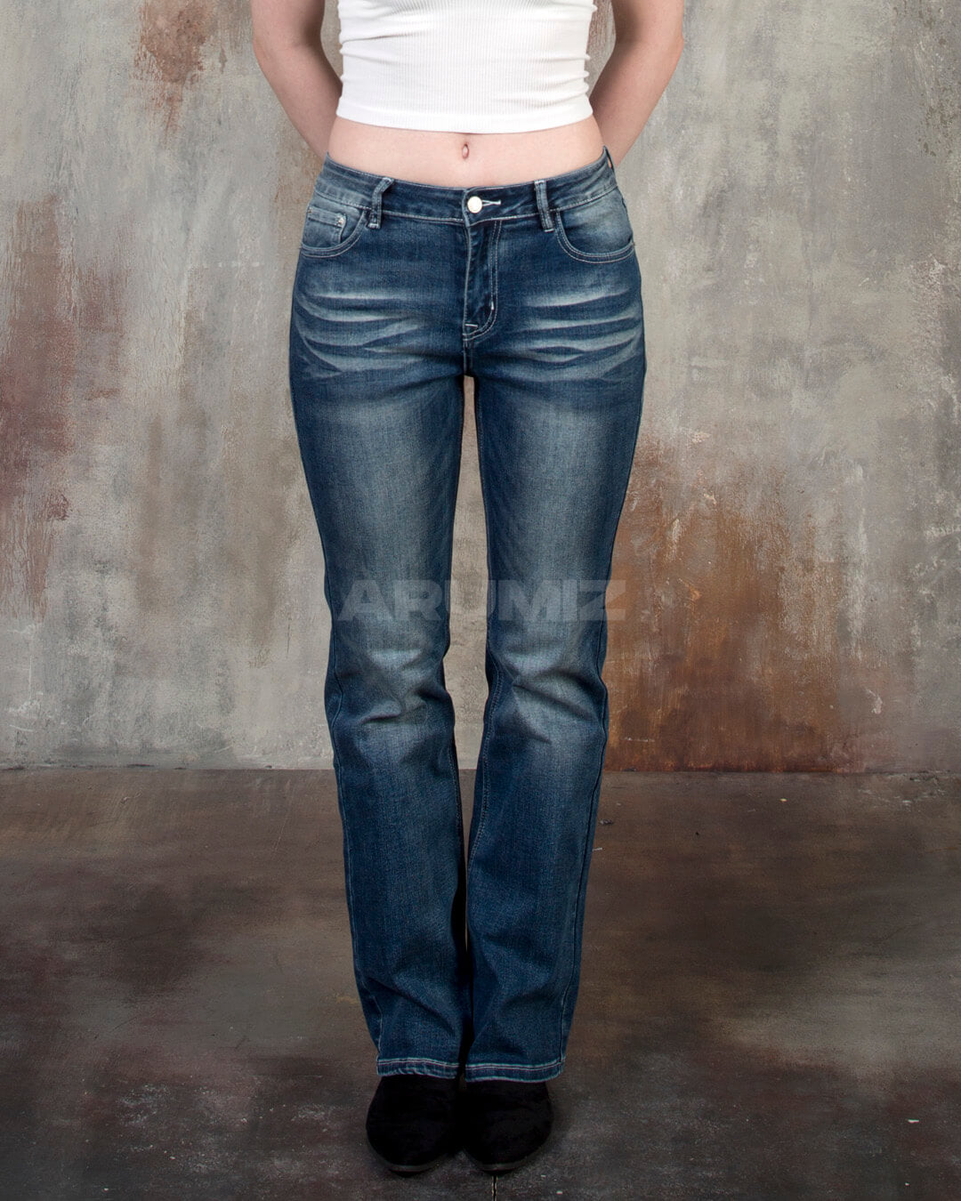 Vintage Cat Whisker Washed Flared Bootcut Jeans