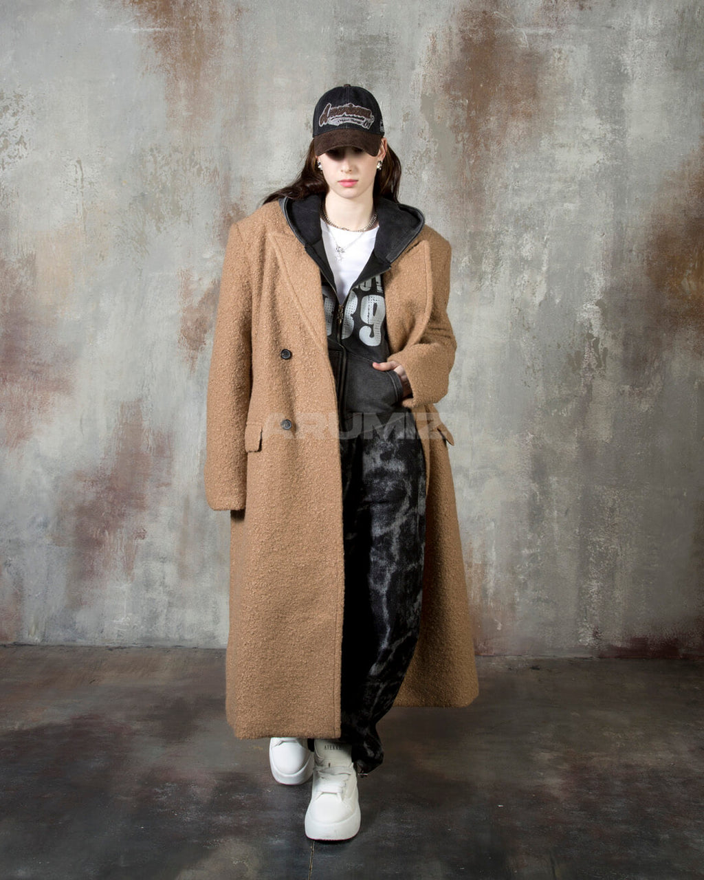 Boucle Long Double Wool Overcoat