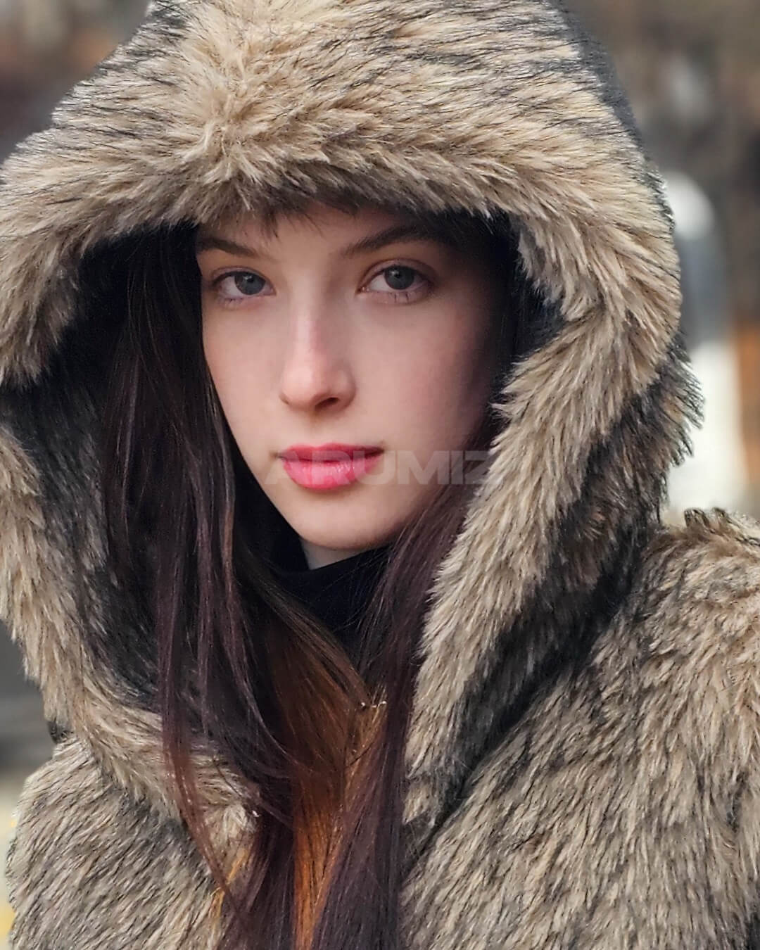 Wolf Faux Fur Hooded Cropped Jacket
