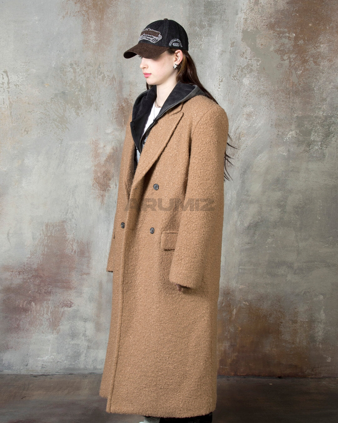 Boucle Long Double Wool Overcoat