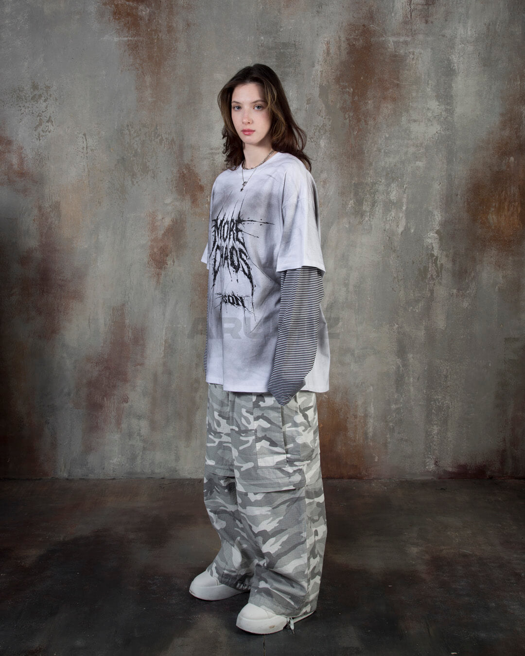 Convertible Two-Way Camo Wide-Leg Cargo Pants