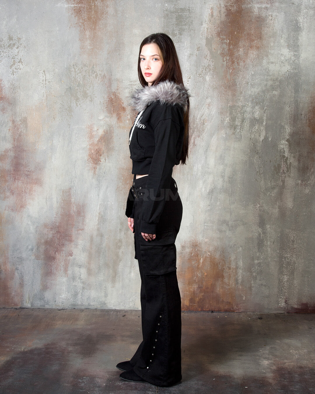 Eyelet Belt Flared Bootcut Cargo Pants