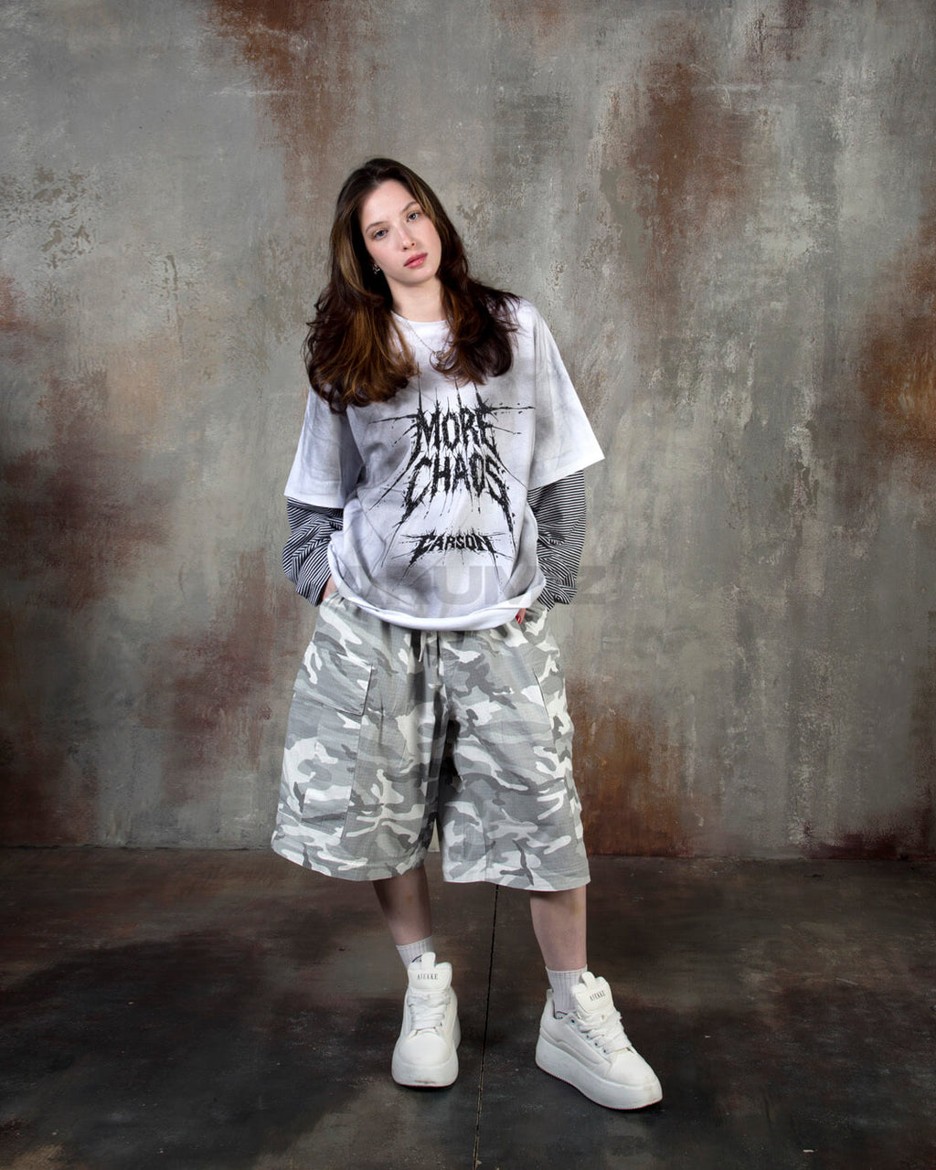 Convertible Two-Way Camo Wide-Leg Cargo Pants