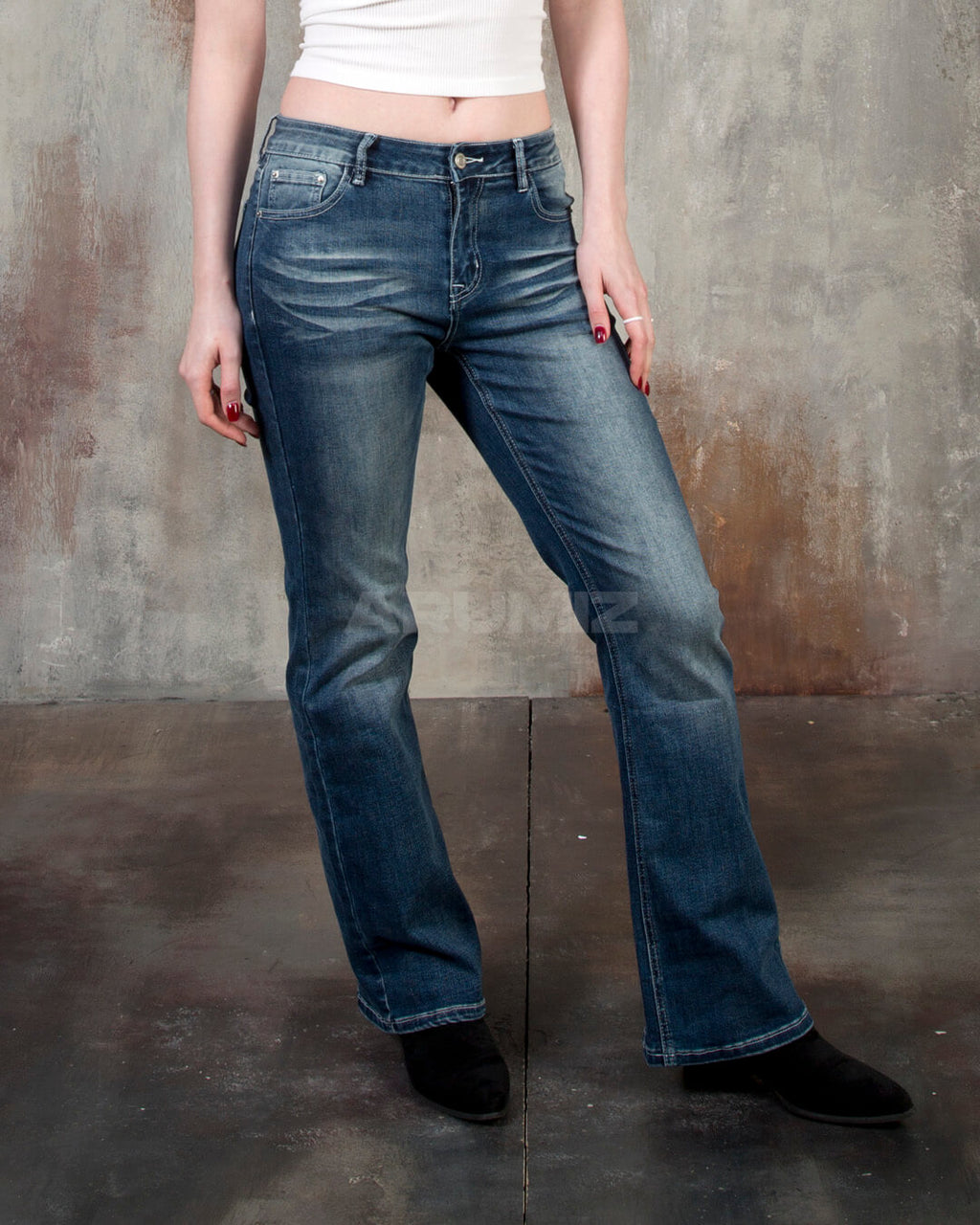 Vintage Cat Whisker Washed Flared Bootcut Jeans