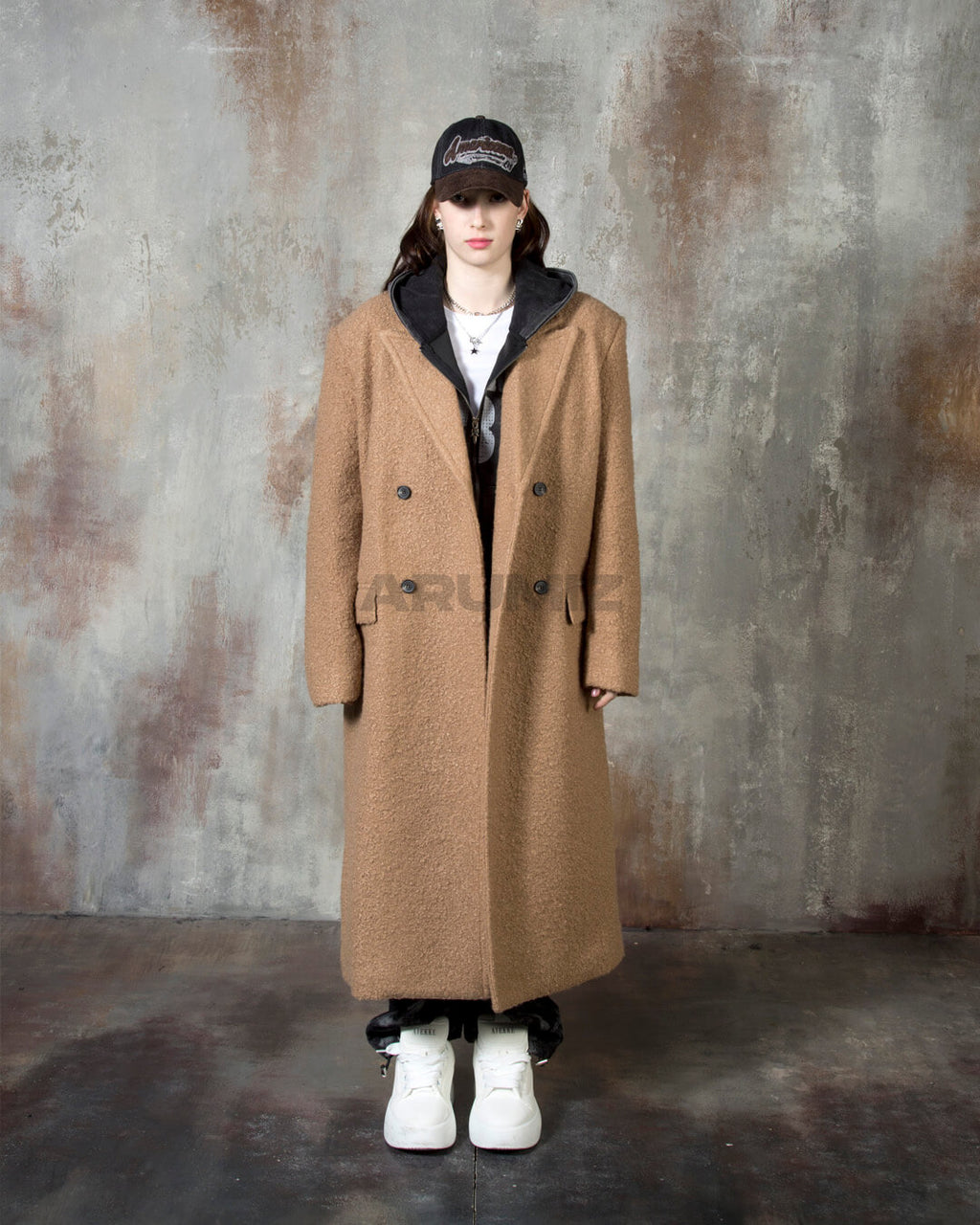 Boucle Long Double Wool Overcoat