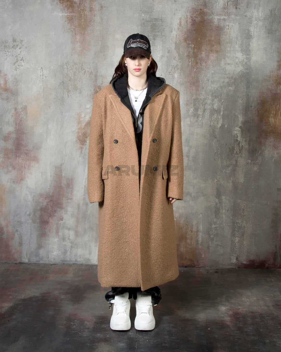 Boucle Long Double Wool Overcoat