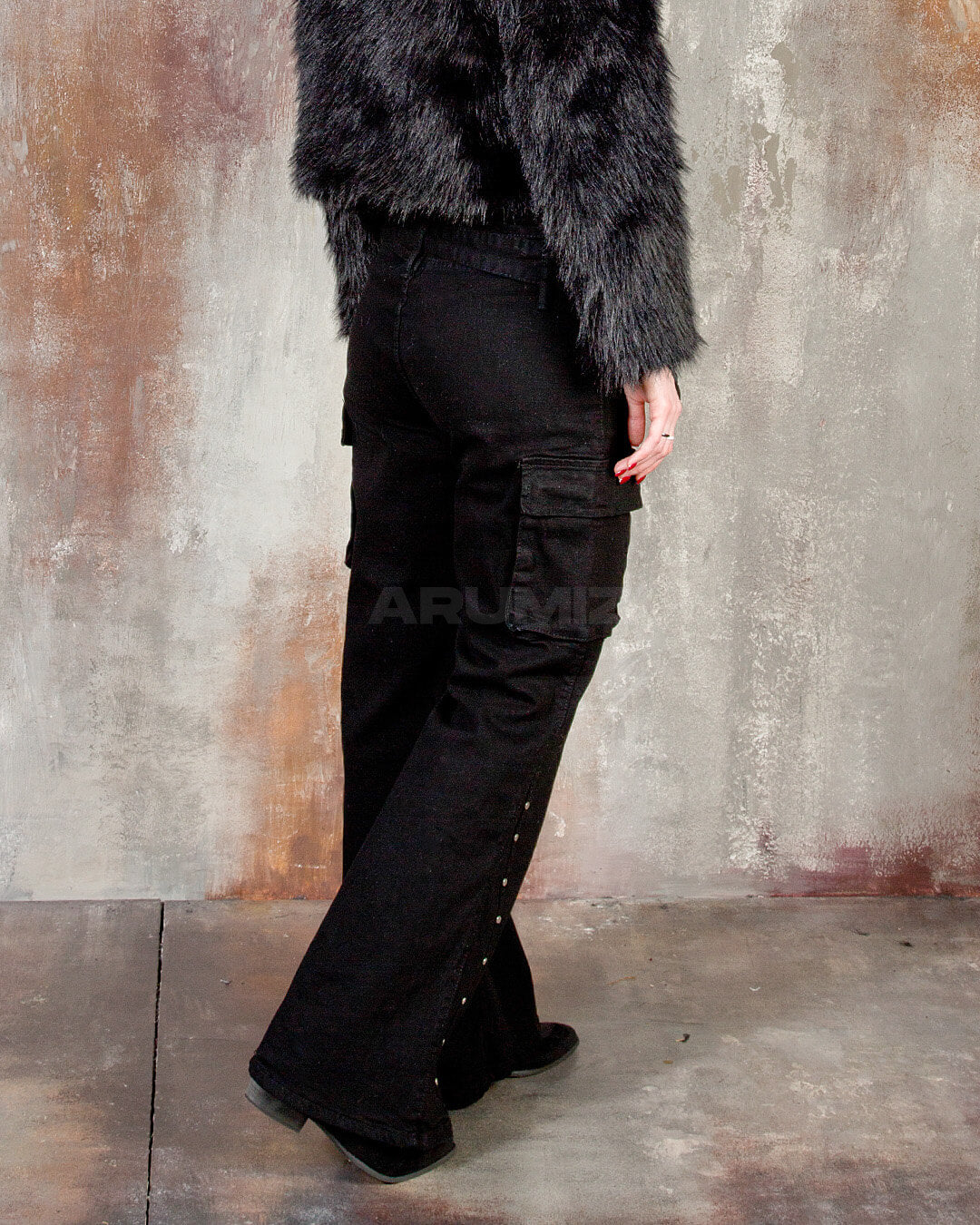 Eyelet Belt Flared Bootcut Cargo Pants