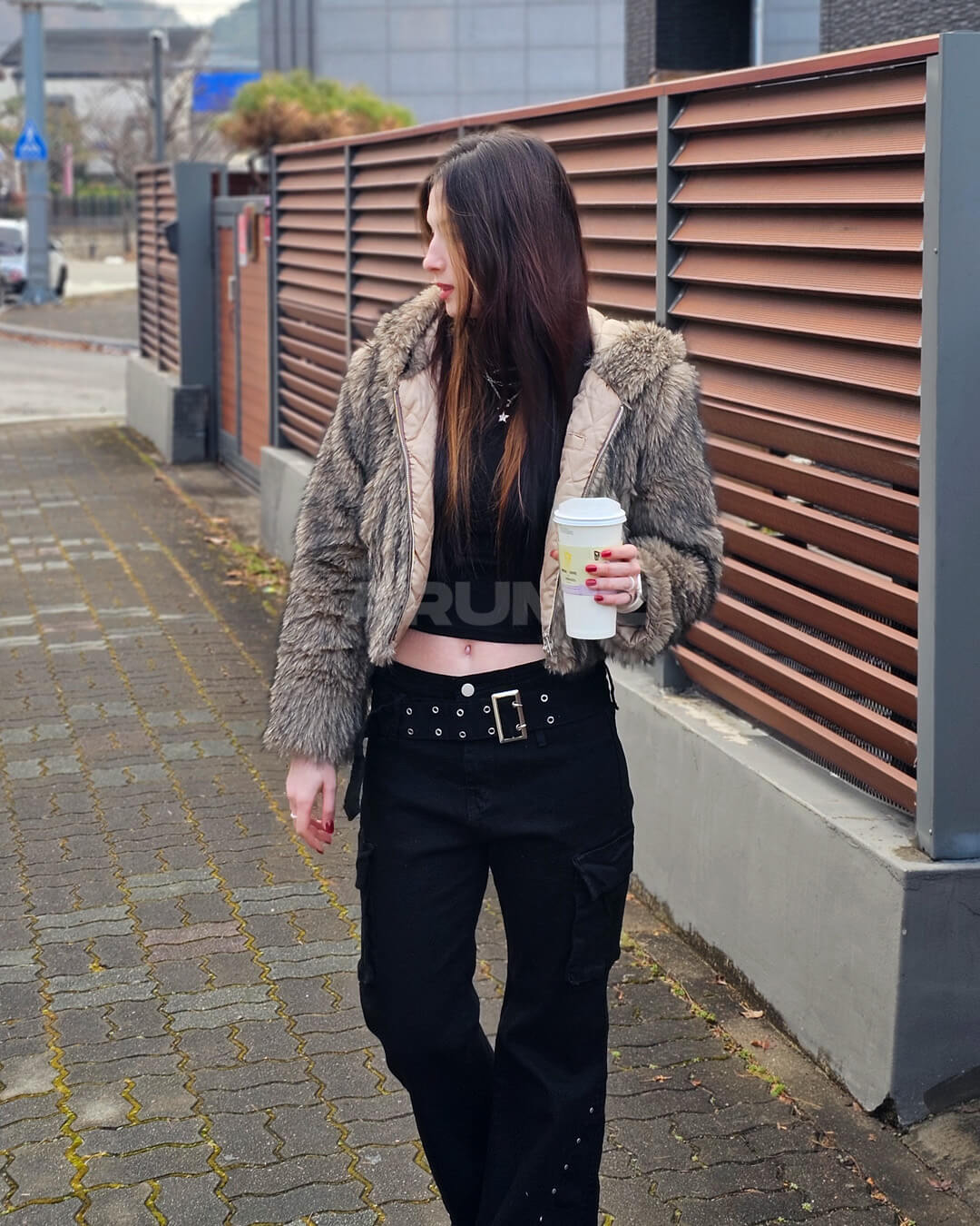 Wolf Faux Fur Hooded Cropped Jacket