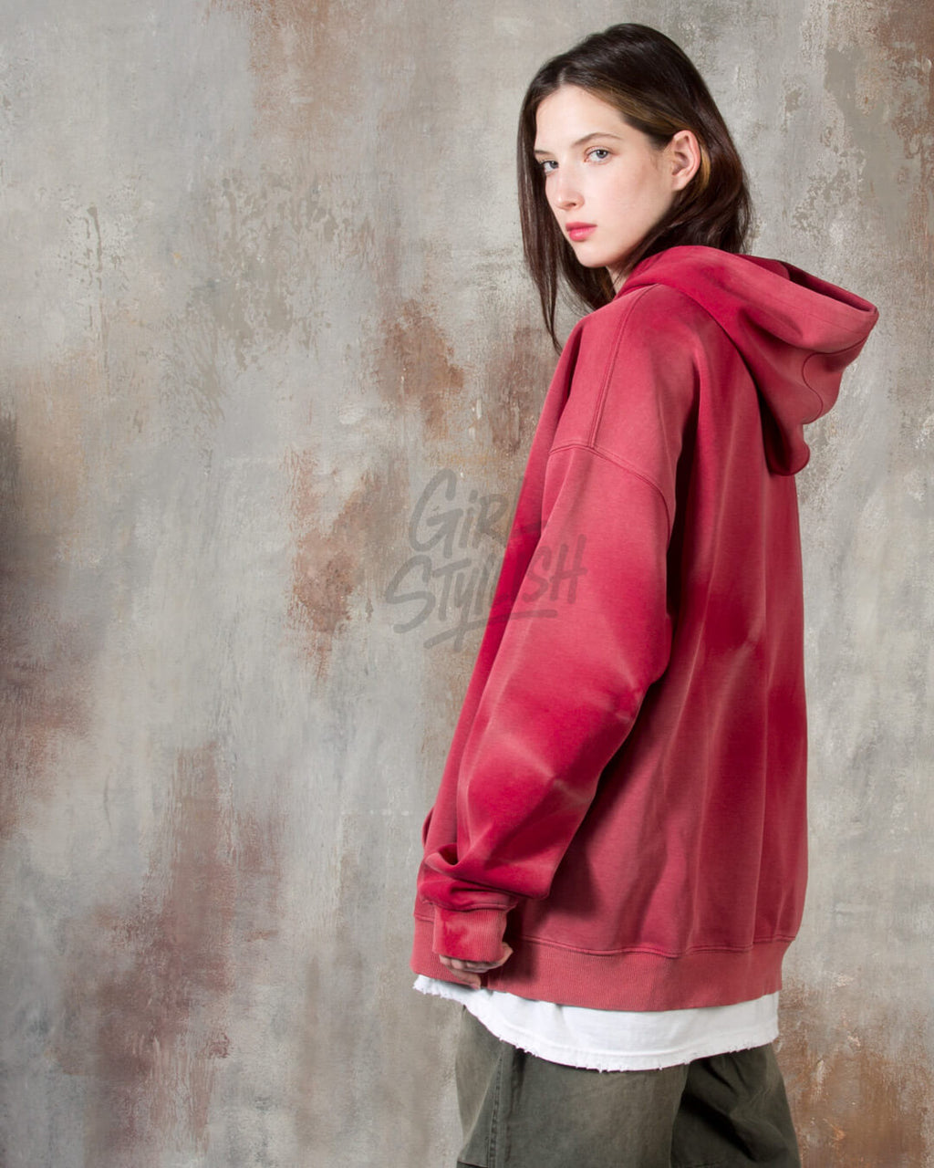 Ticket Graphic Pigment-Washed Oversized Hoodie
