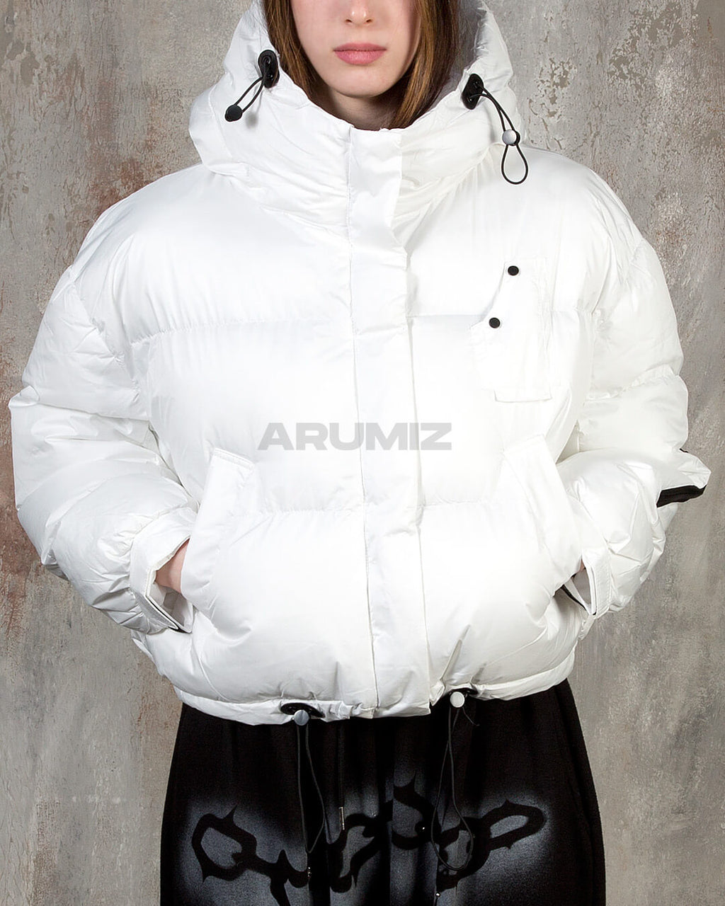 Volume Hooded Cropped Puffer Jacket