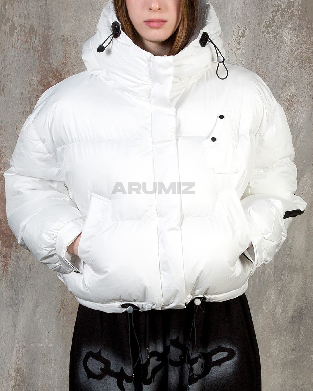 Volume Hooded Cropped Puffer Jacket