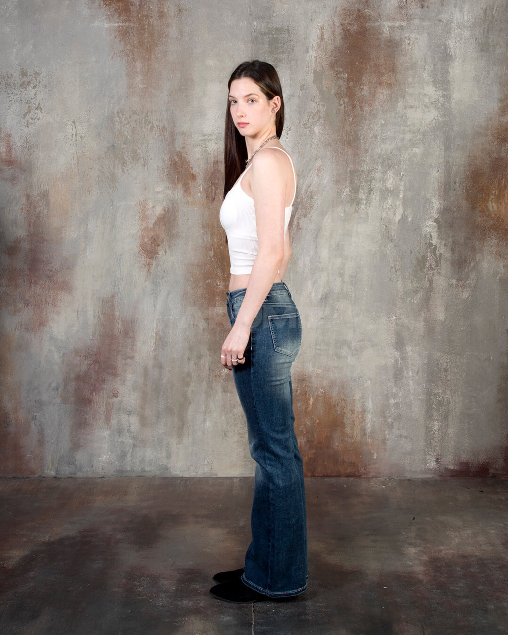 Vintage Cat Whisker Washed Flared Bootcut Jeans