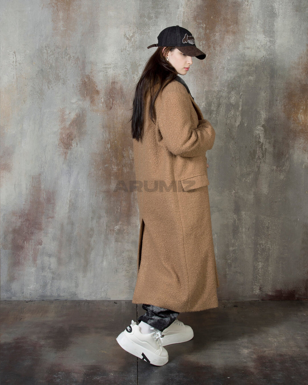 Boucle Long Double Wool Overcoat