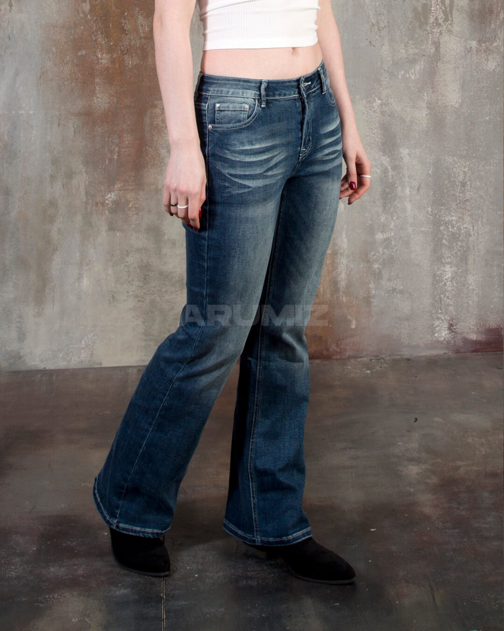 Vintage Cat Whisker Washed Flared Bootcut Jeans