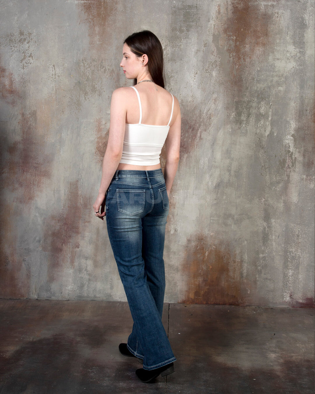 Vintage Cat Whisker Washed Flared Bootcut Jeans