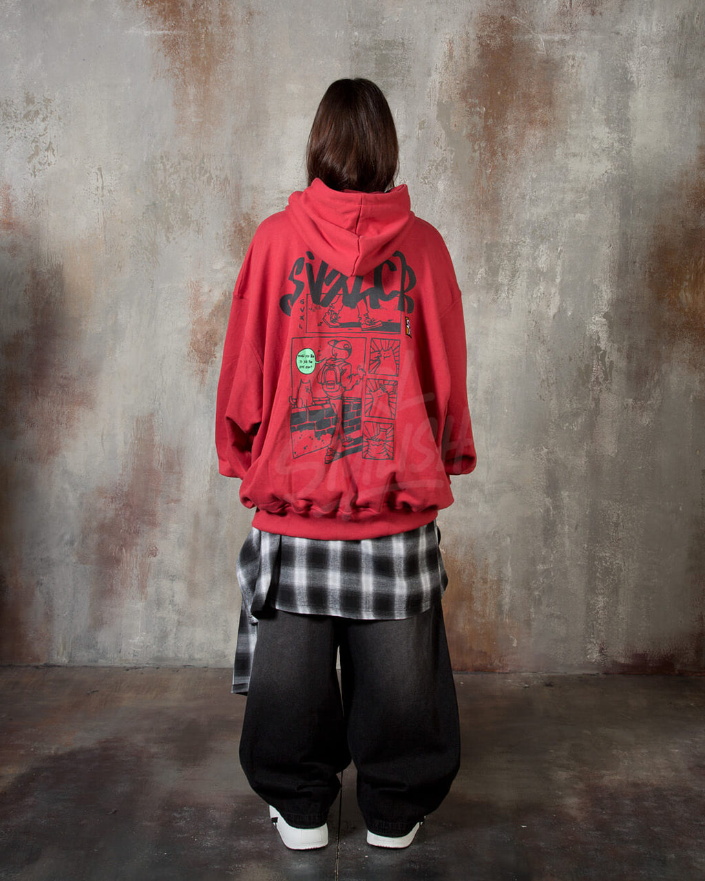 Vintage Cartoon Graphic Oversized Back-Print Hoodie